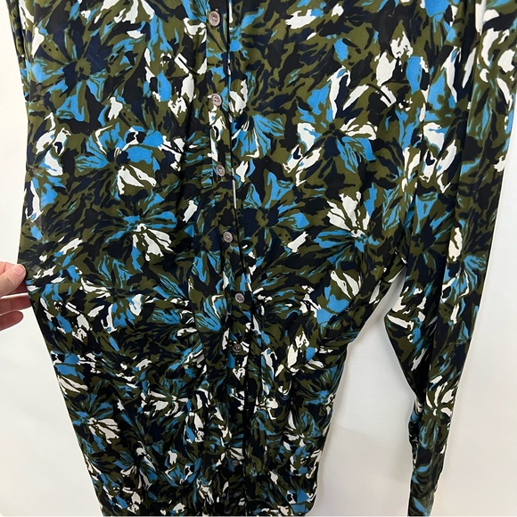 New Veronica Beard Georgina Dress Floral Print Wrap Olive Green 100% Silk Size 8 - Picture 7 of 8